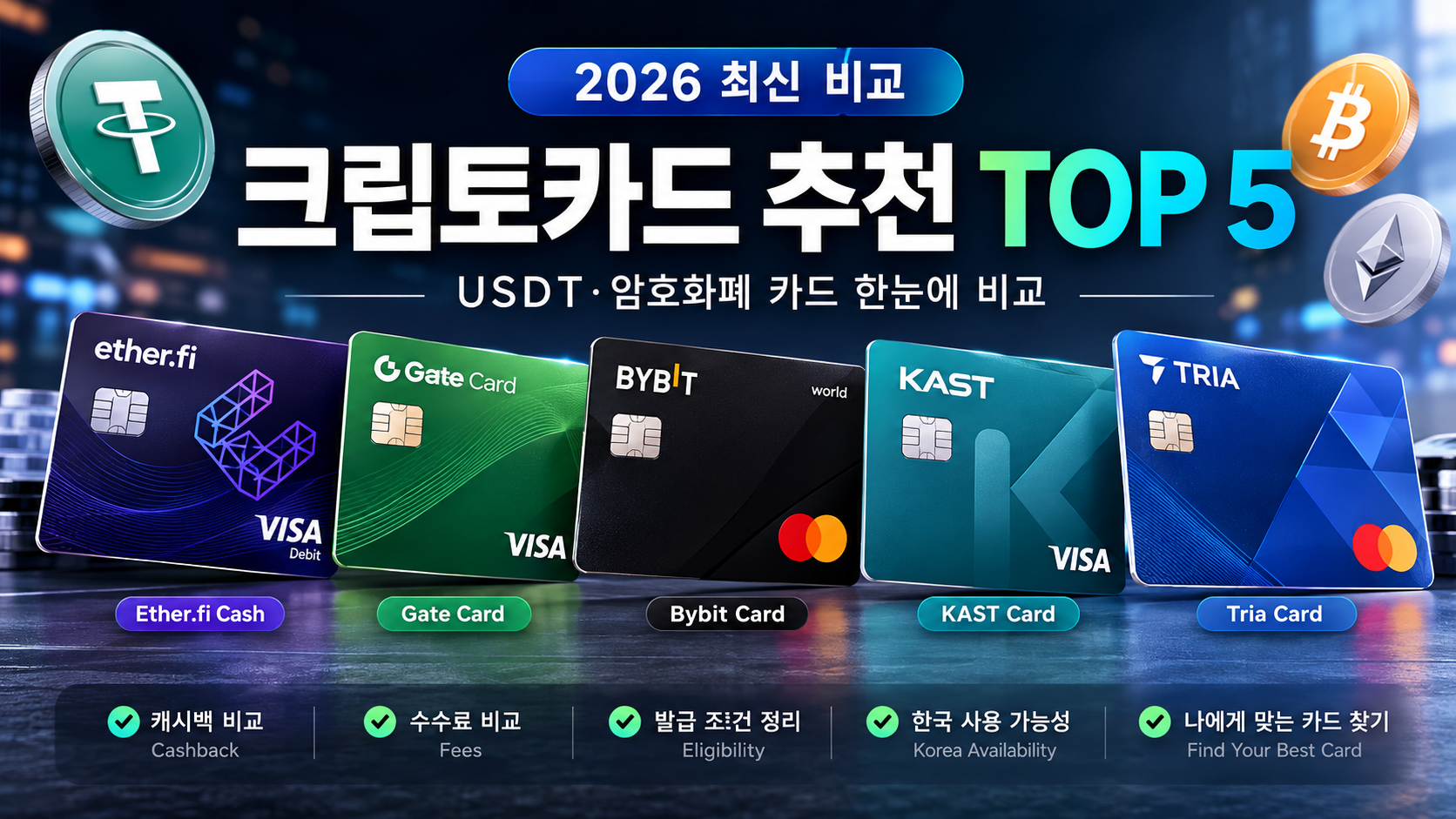 2026 USDT 카드 추천 한국 크립토카드 비교