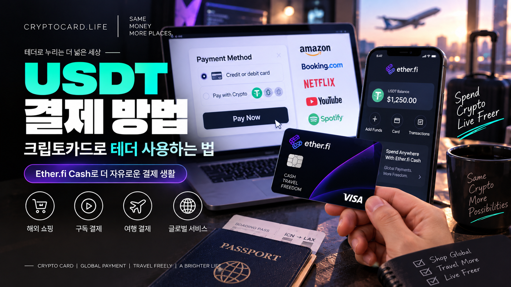 USDT 결제 방법 Ether.fi Cash 이더파이 카드로 테더 사용하는 법