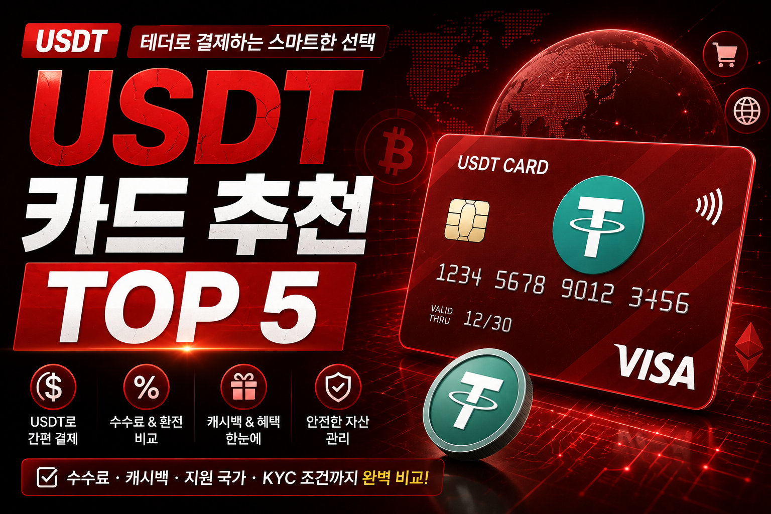 USDT 카드 추천 TOP 5 테더로 결제 가능한 카드 비교
